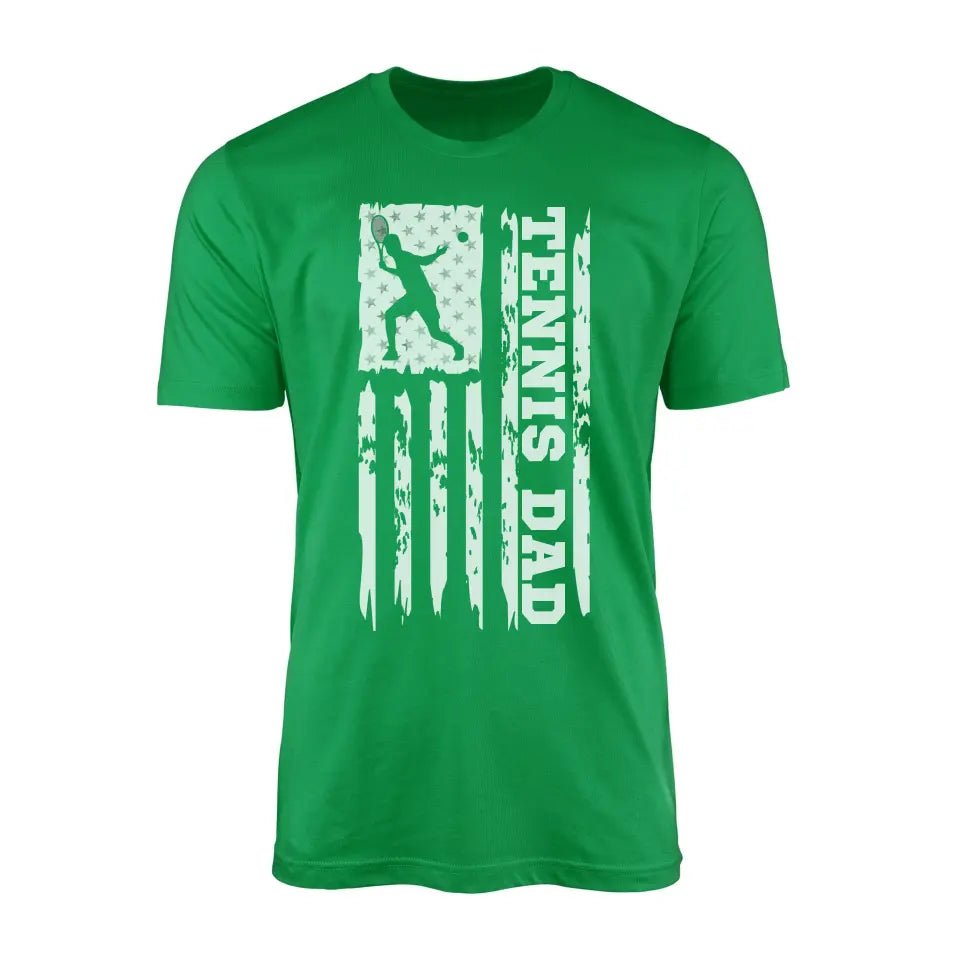 Tennis Dad Vertical Flag on a Men's T-Shirt with a White Graphic