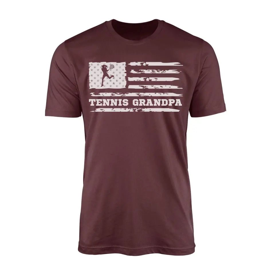 Tennis Grandpa Horizontal Flag on a Men's T-Shirt with a White Graphic