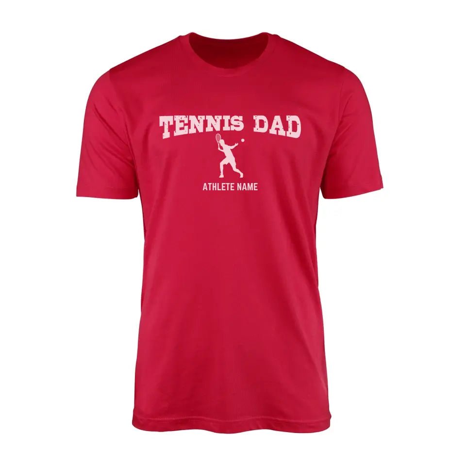 Tennis Dad with Tennis Player Icon and Tennis Player Name on a Men's T-Shirt with a White Graphic