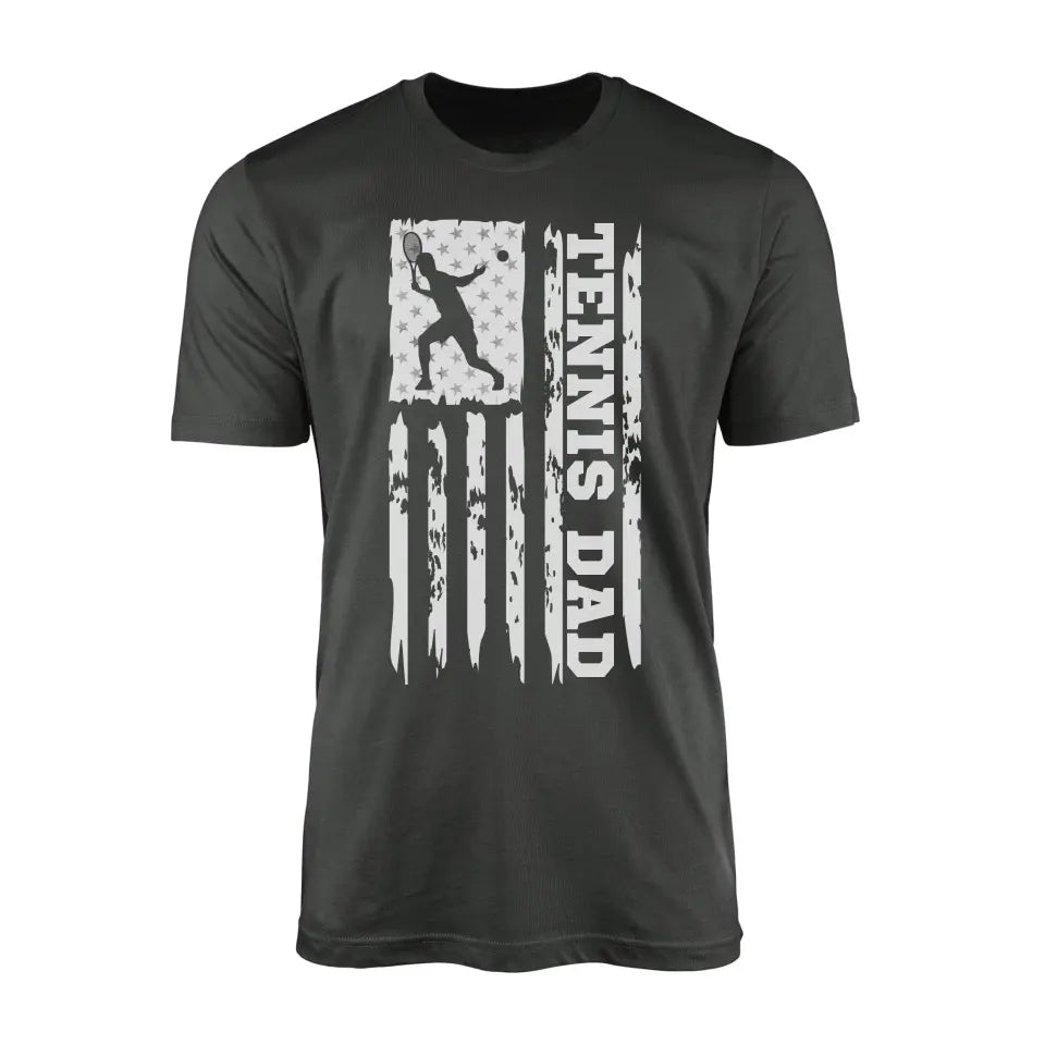 Tennis Dad Vertical Flag on a Men's T-Shirt with a White Graphic