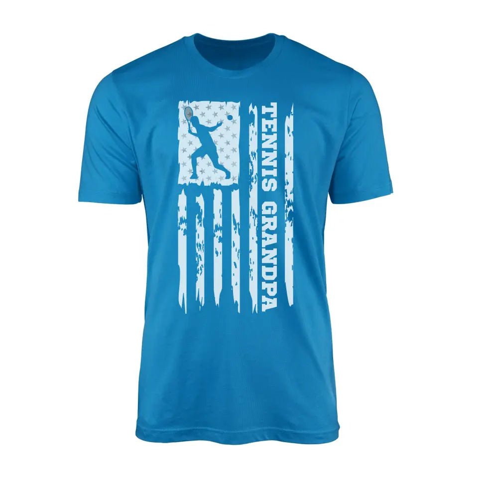 Tennis Grandpa Vertical Flag on a Men's T-Shirt with a White Graphic