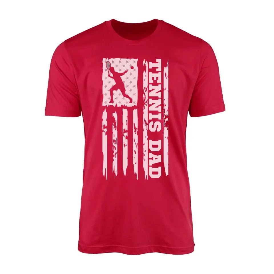 Tennis Dad Vertical Flag on a Men's T-Shirt with a White Graphic