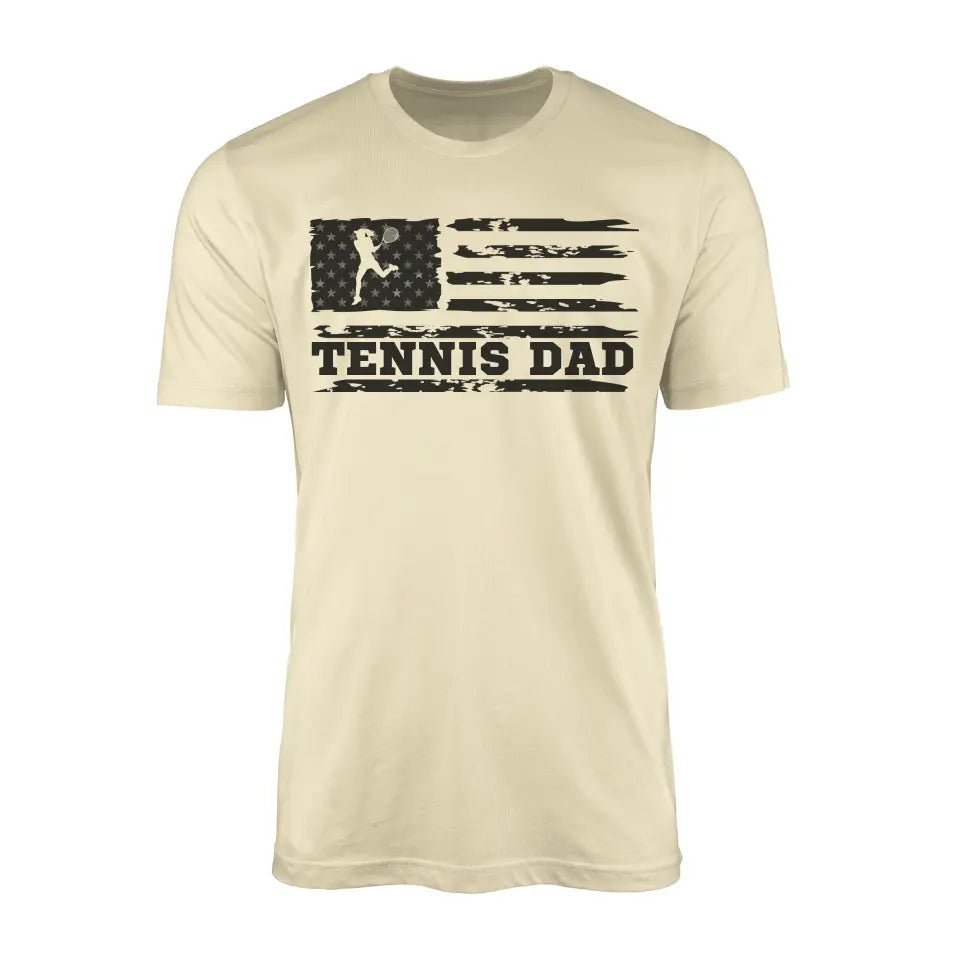 Tennis Dad Horizontal Flag on a Men's T-Shirt with a Black Graphic