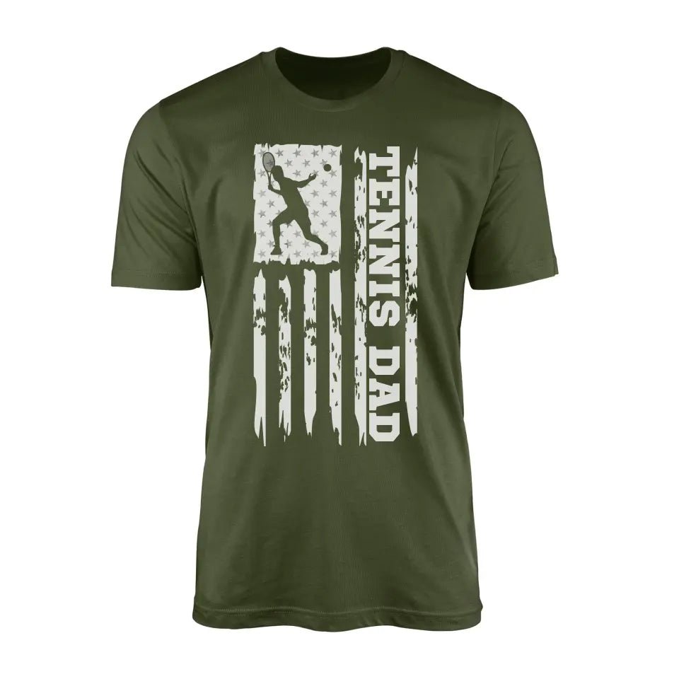 Tennis Dad Vertical Flag on a Men's T-Shirt with a White Graphic