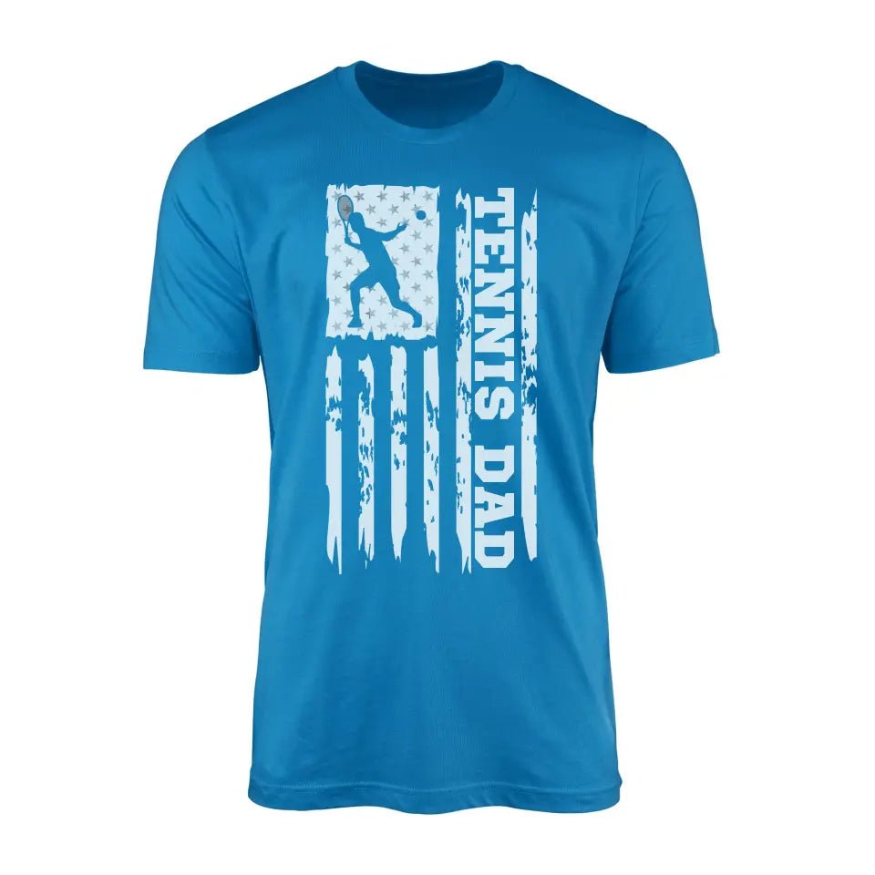 Tennis Dad Vertical Flag on a Men's T-Shirt with a White Graphic