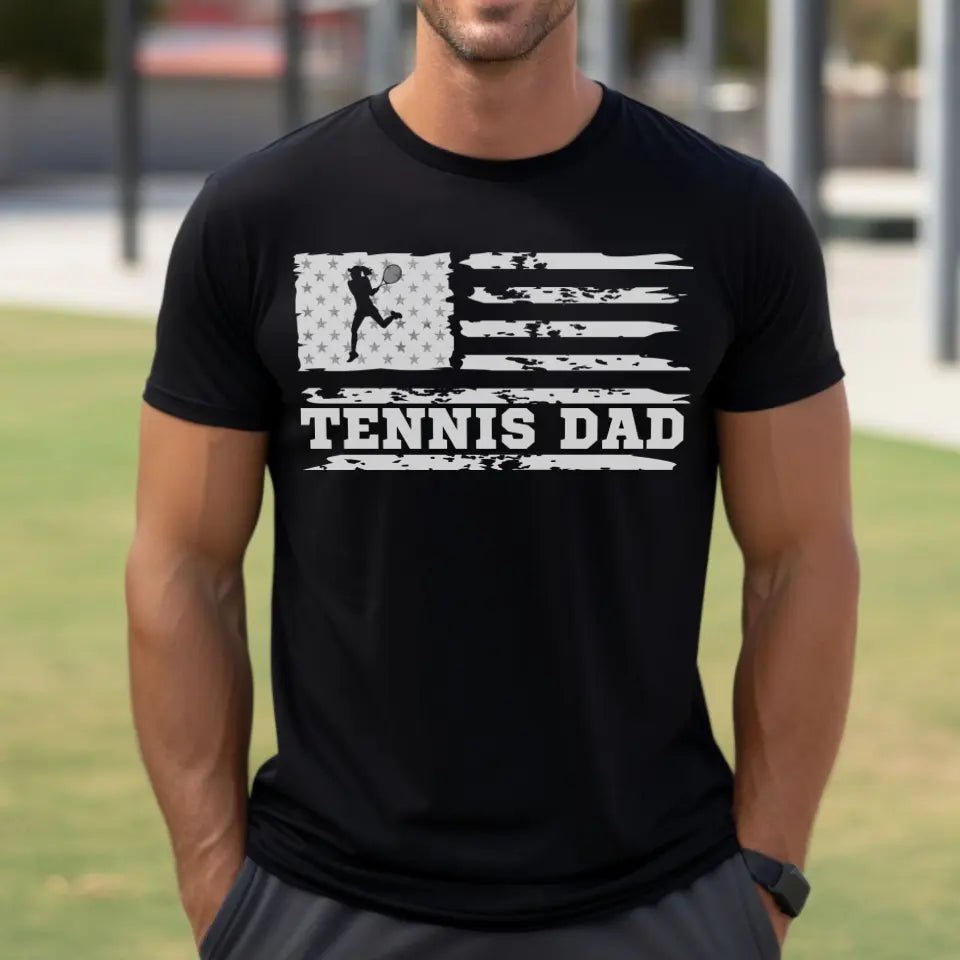 Tennis Dad Horizontal Flag on a Men's T-Shirt with a White Graphic
