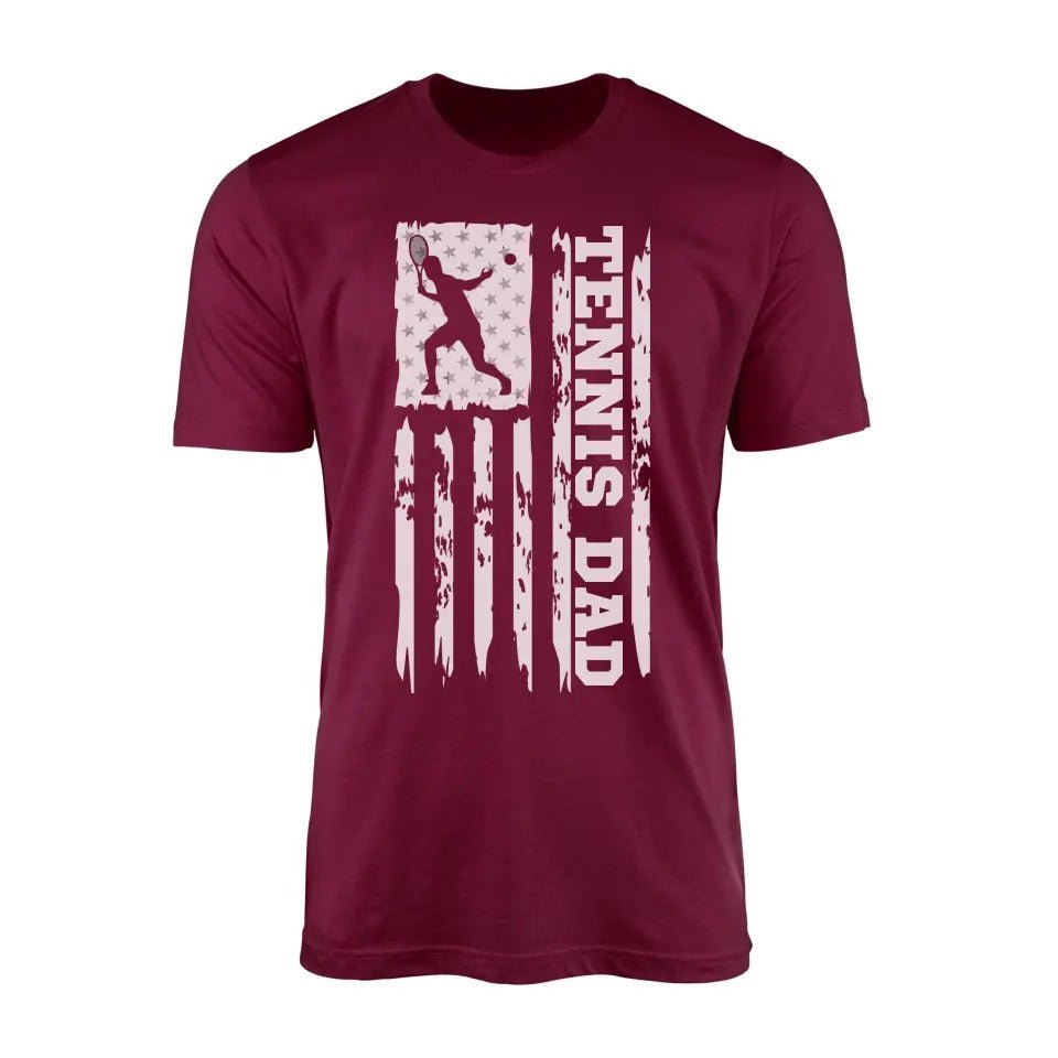 Tennis Dad Vertical Flag on a Men's T-Shirt with a White Graphic