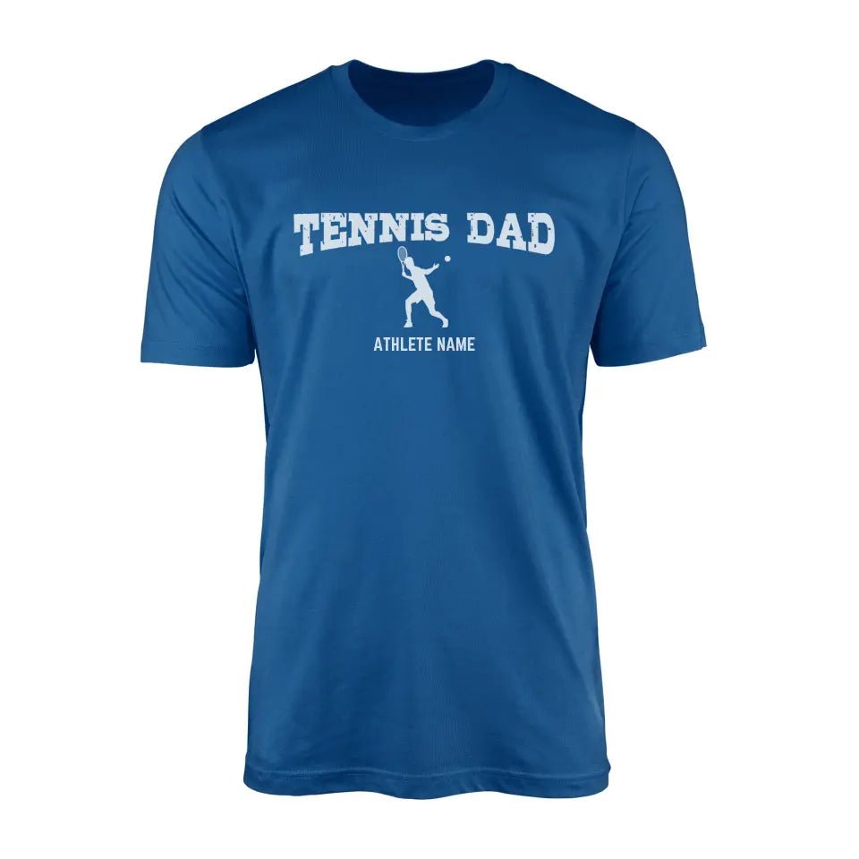 Tennis Dad with Tennis Player Icon and Tennis Player Name on a Men's T-Shirt with a White Graphic