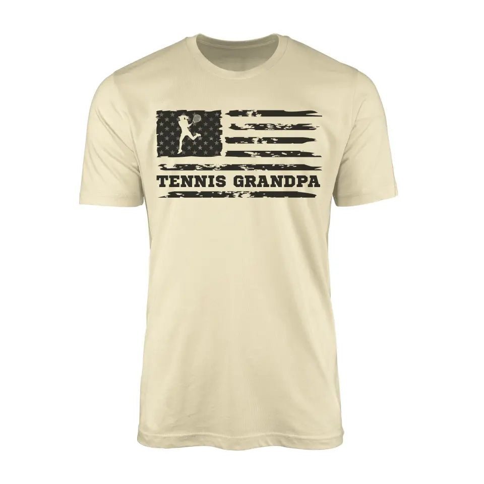 Tennis Grandpa Horizontal Flag on a Men's T-Shirt with a Black Graphic