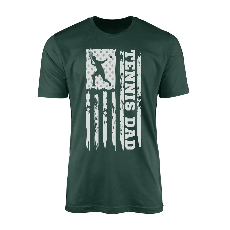 Tennis Dad Vertical Flag on a Men's T-Shirt with a White Graphic