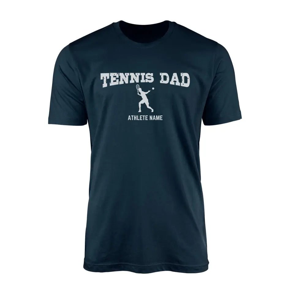 Tennis Dad with Tennis Player Icon and Tennis Player Name on a Men's T-Shirt with a White Graphic