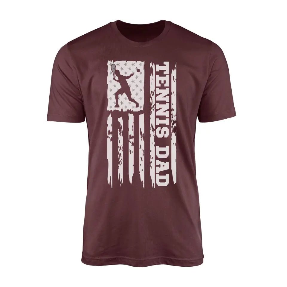 Tennis Dad Vertical Flag on a Men's T-Shirt with a White Graphic