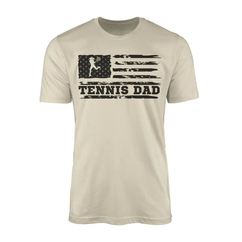 Tennis Dad Horizontal Flag on a Men's T-Shirt with a Black Graphic