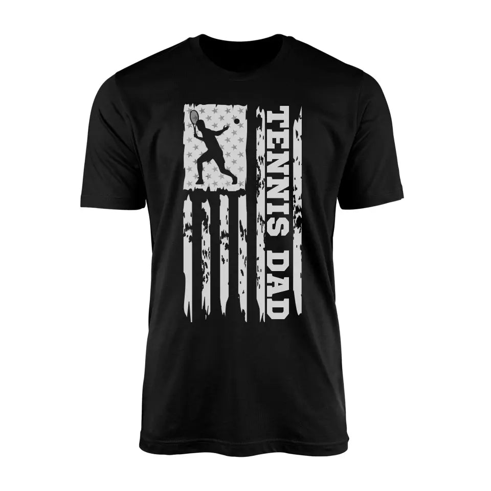 Tennis Dad Vertical Flag on a Men's T-Shirt with a White Graphic