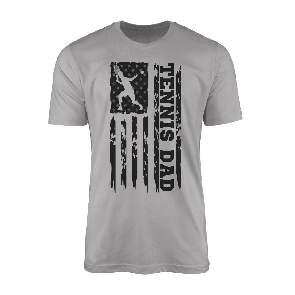 Tennis Dad Vertical Flag on a Men's T-Shirt with a Black Graphic