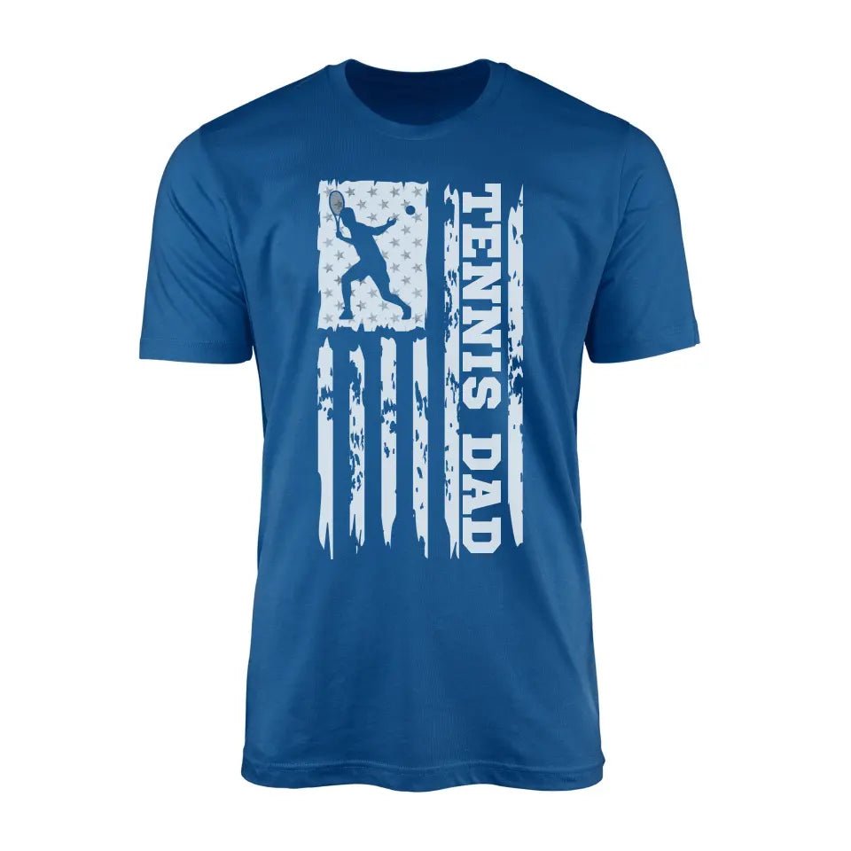 Tennis Dad Vertical Flag on a Men's T-Shirt with a White Graphic