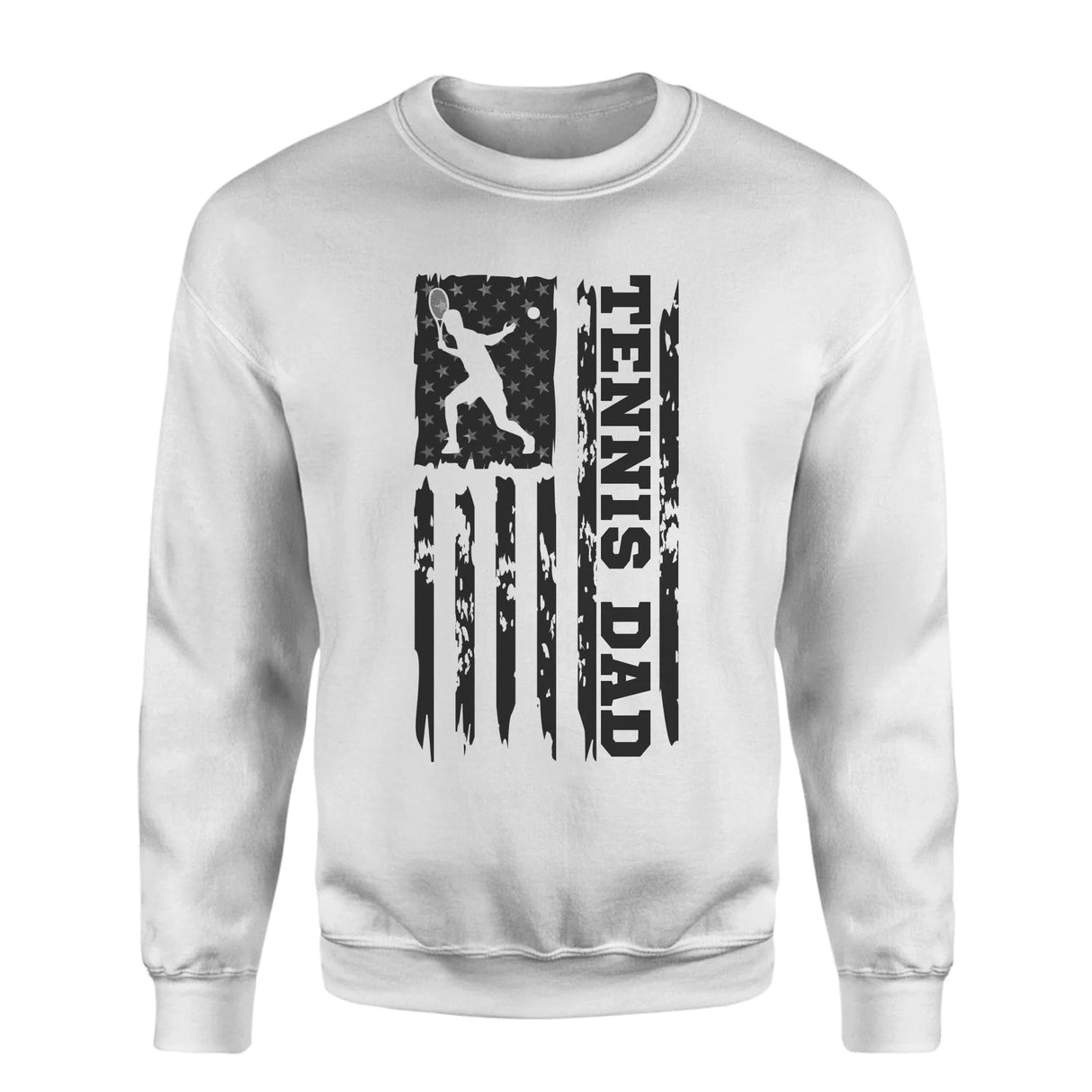Tennis Dad Vertical Flag on a Sweatshirt with a Black Graphic