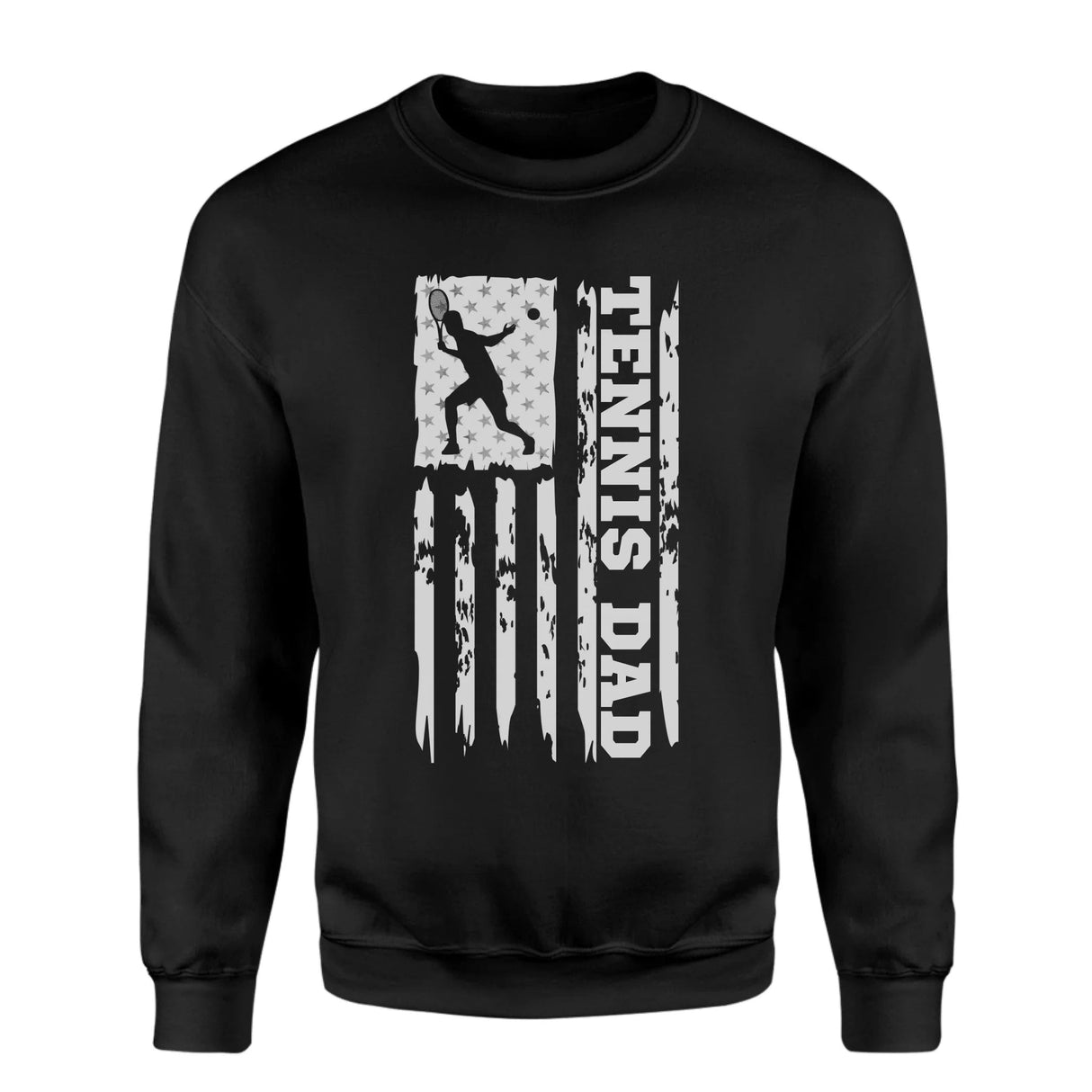 Tennis Dad Vertical Flag on a Sweatshirt with a White Graphic