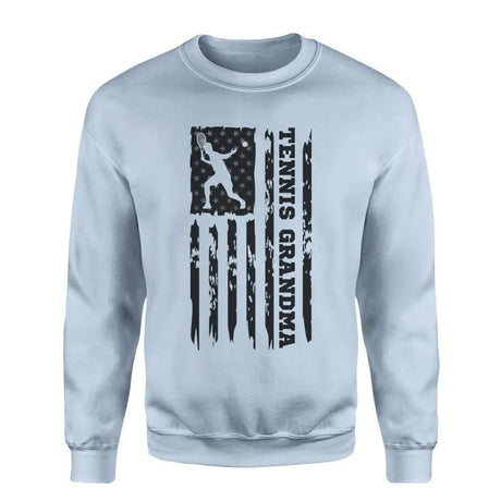 Tennis Grandma Vertical Flag on a Sweatshirt with a Black Graphic