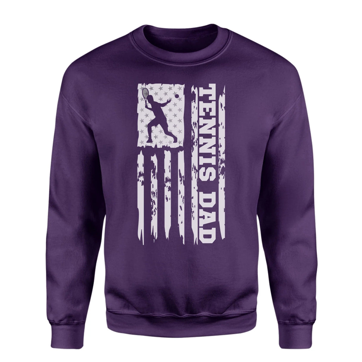 Tennis Dad Vertical Flag on a Sweatshirt with a White Graphic