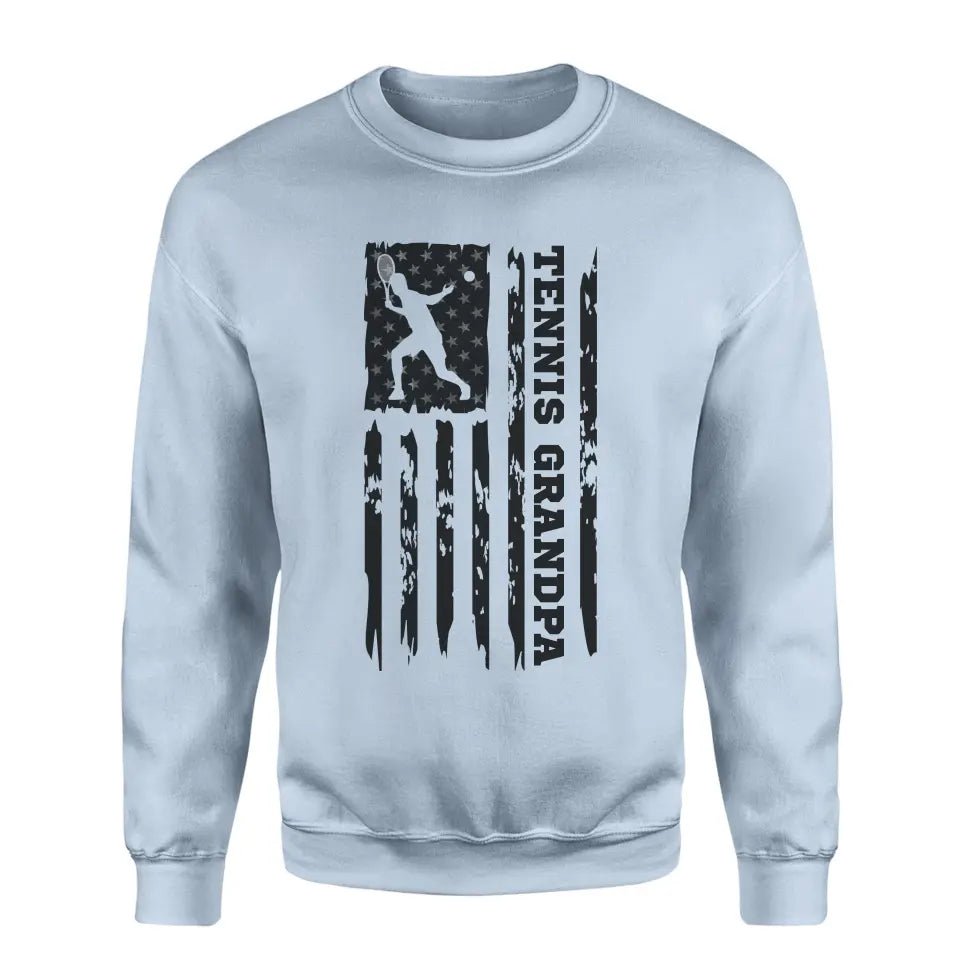 Tennis Grandpa Vertical Flag on a Sweatshirt with a Black Graphic