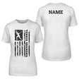 Tennis Grandma Vertical Flag With Tennis Player Name on a Unisex T-Shirt with a Black Graphic