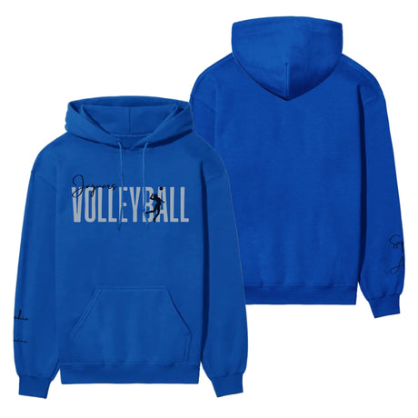 Personalized Volleyball on a Hoodie With Modern Bold Designs and Volleyball Player Name on Sleeve on a Hoodie