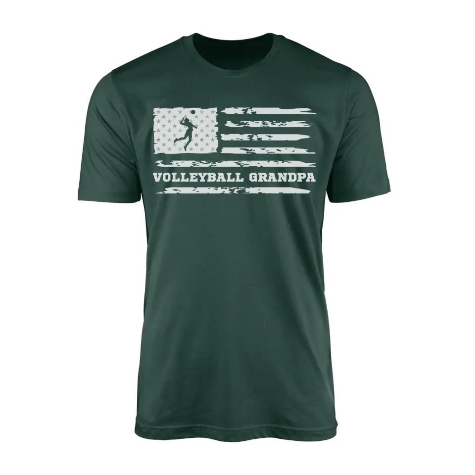 Volleyball Grandpa Horizontal Flag on a Men's T-Shirt with a White Graphic