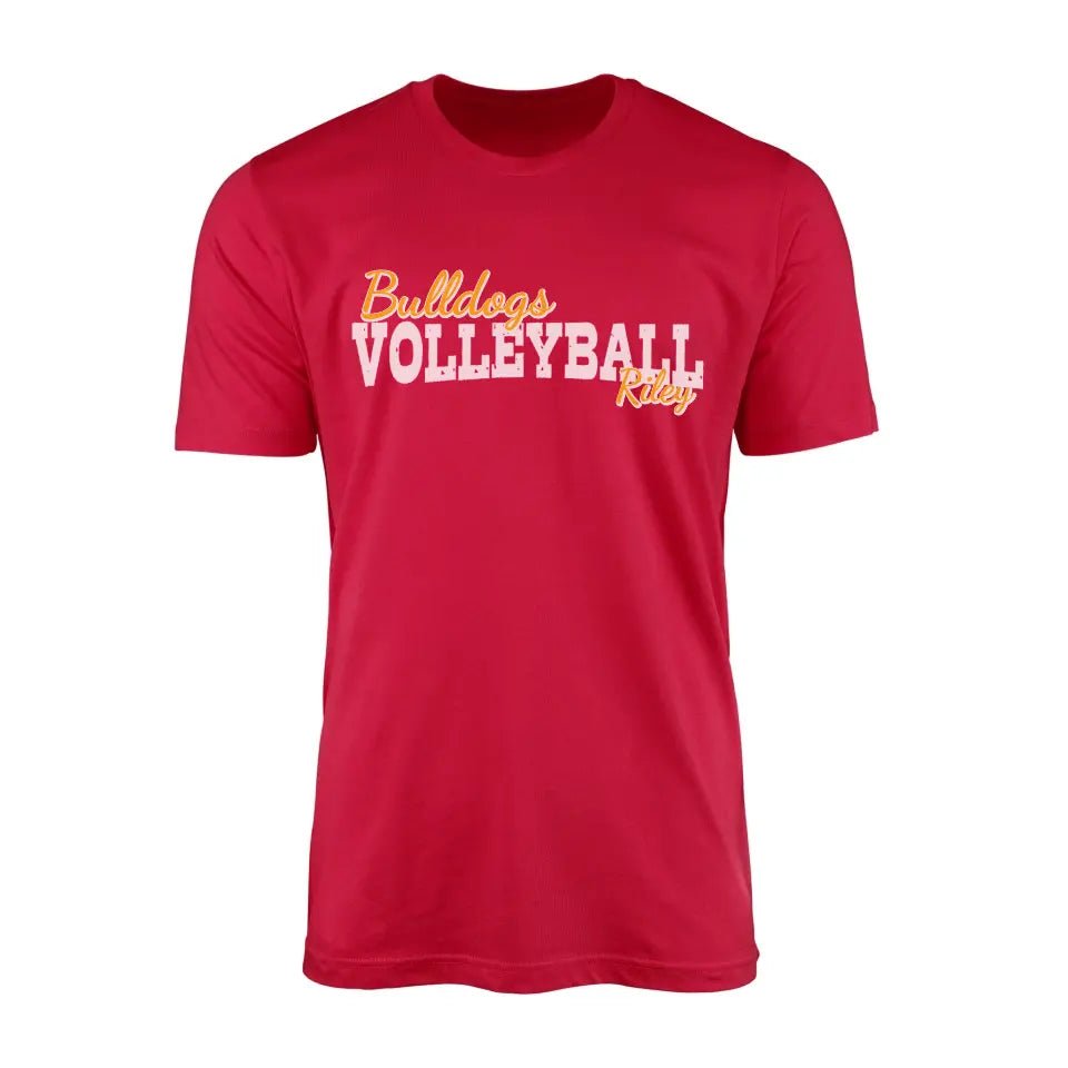 Custom Volleyball Mascot and Volleyball Player Name on a Men's T-Shirt with a White Graphic