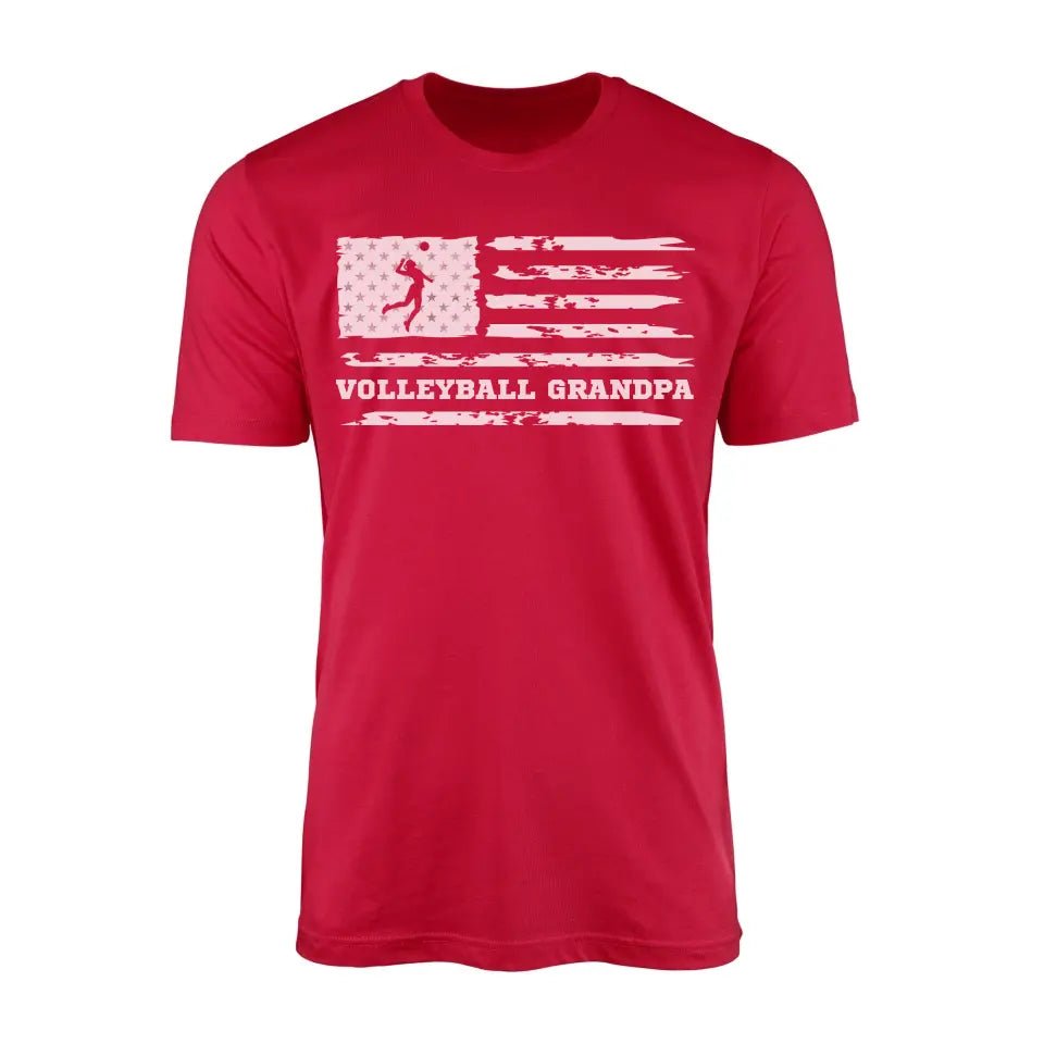 Volleyball Grandpa Horizontal Flag on a Men's T-Shirt with a White Graphic