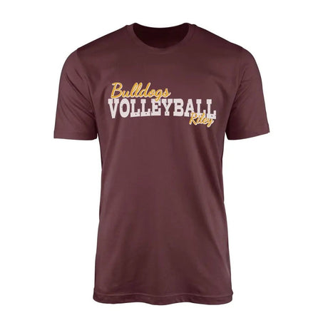 Custom Volleyball Mascot and Volleyball Player Name on a Men's T-Shirt with a White Graphic