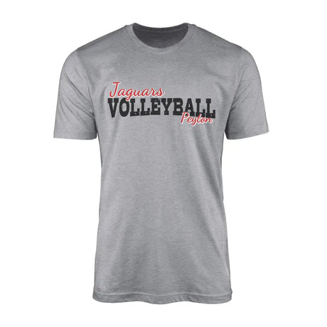 Custom Volleyball Mascot and Volleyball Player Name on a Men's T-Shirt with a Black Graphic