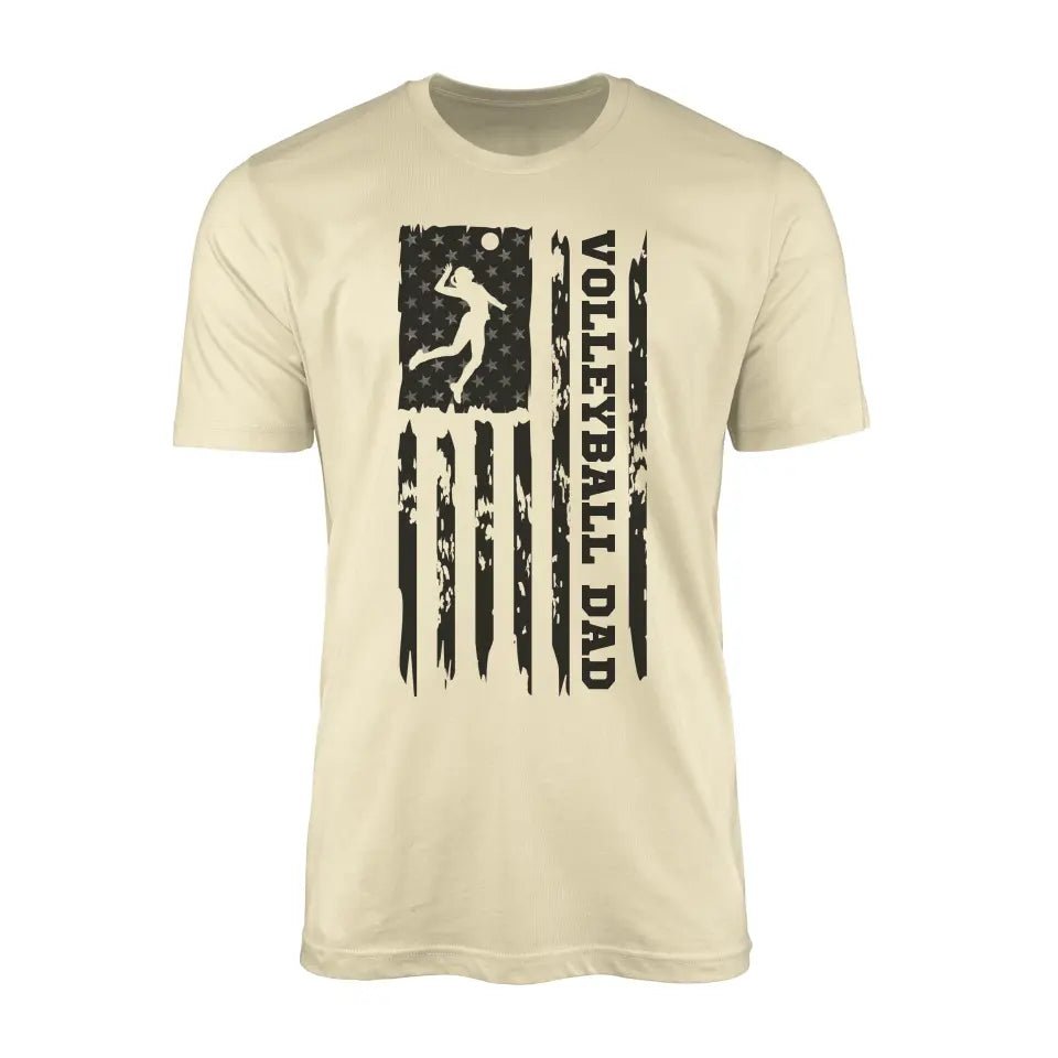 Volleyball Dad Vertical Flag on a Men's T-Shirt with a Black Graphic