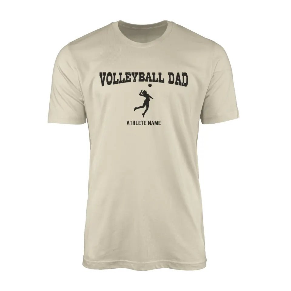 Volleyball Dad with Volleyball Player Icon and Volleyball Player Name on a Men's T-Shirt with a Black Graphic