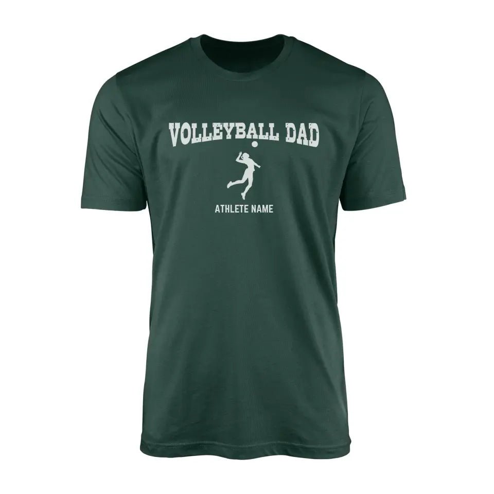 Volleyball Dad with Volleyball Player Icon and Volleyball Player Name on a Men's T-Shirt with a White Graphic
