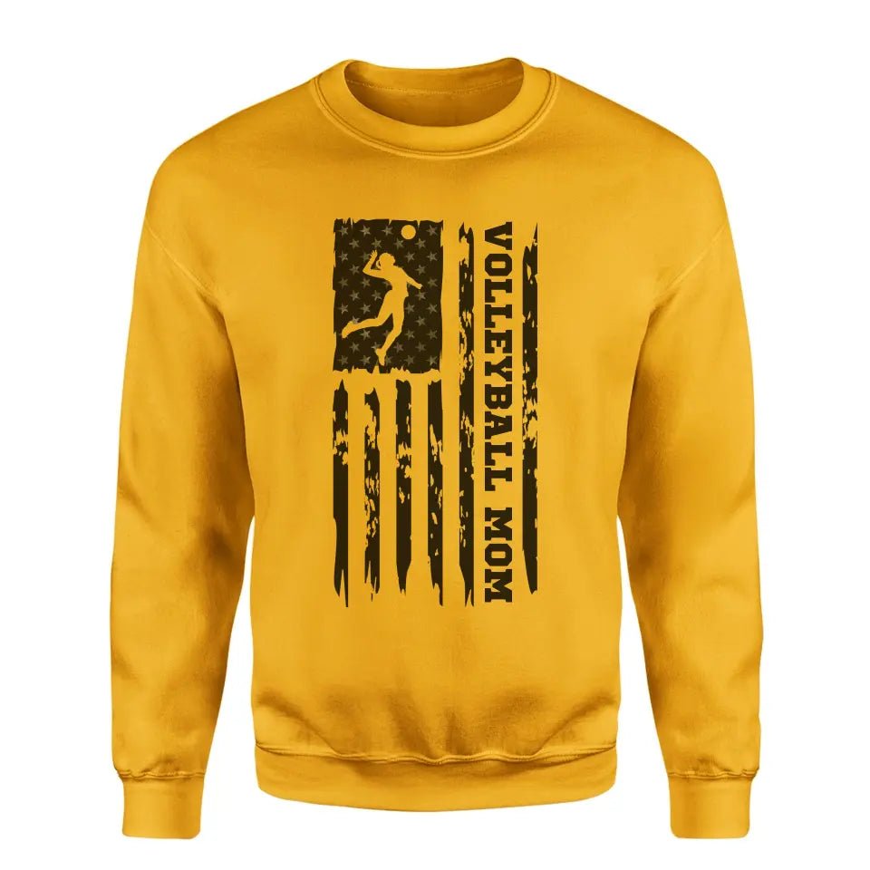 Volleyball Mom Vertical Flag on a Sweatshirt with a Black Graphic