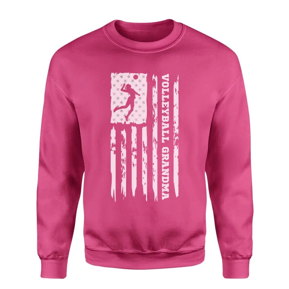 Volleyball Grandma Vertical Flag on a Sweatshirt with a White Graphic