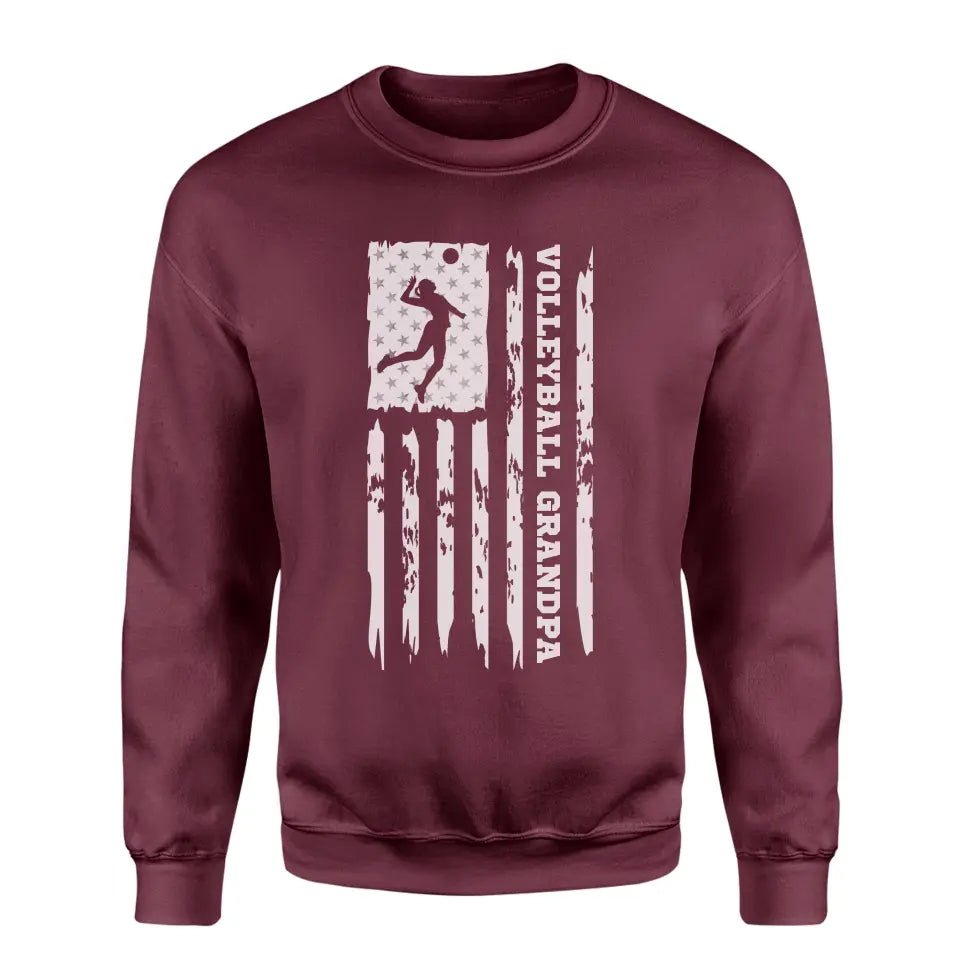 Volleyball Grandpa Vertical Flag on a Sweatshirt with a White Graphic