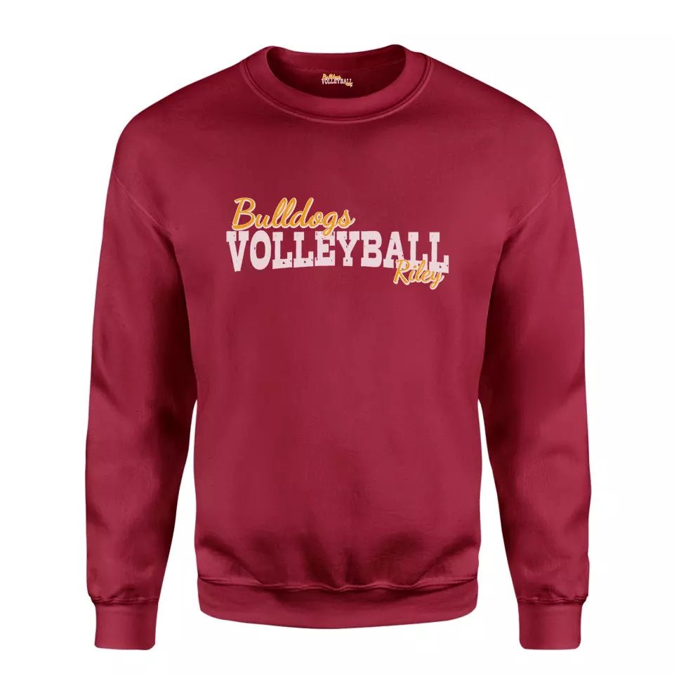 Custom Volleyball Mascot and Volleyball Player Name on a Sweatshirt with a White Graphic