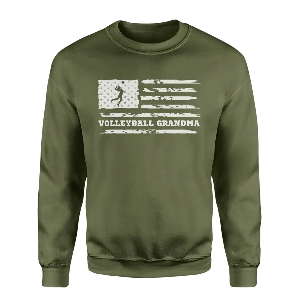 Volleyball Grandma Horizontal Flag on a Sweatshirt with a White Graphic