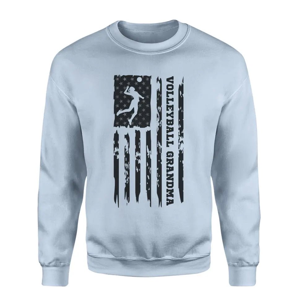 Volleyball Grandma Vertical Flag on a Sweatshirt with a Black Graphic