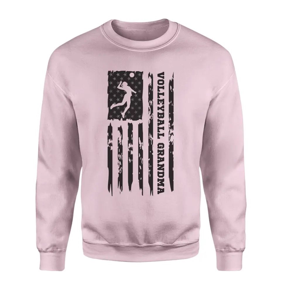 Volleyball Grandma Vertical Flag on a Sweatshirt with a Black Graphic