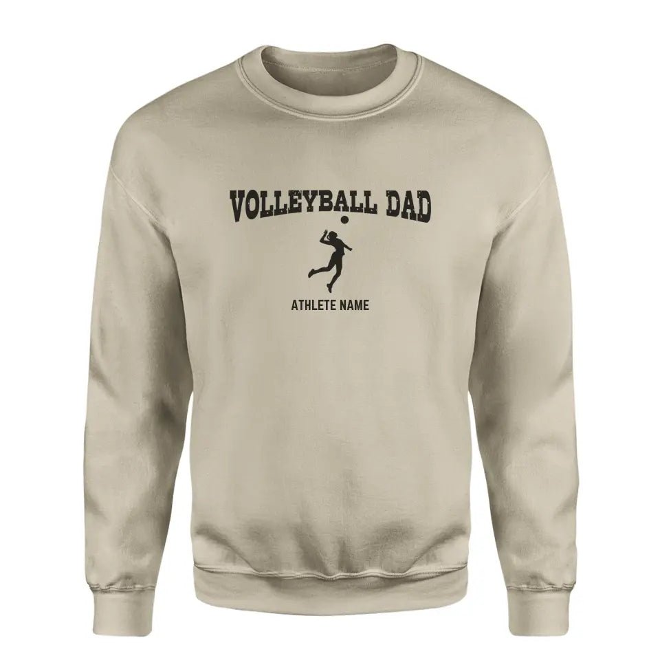 Volleyball Dad with Volleyball Player Icon and Volleyball Player Name on a Sweatshirt with a Black Graphic