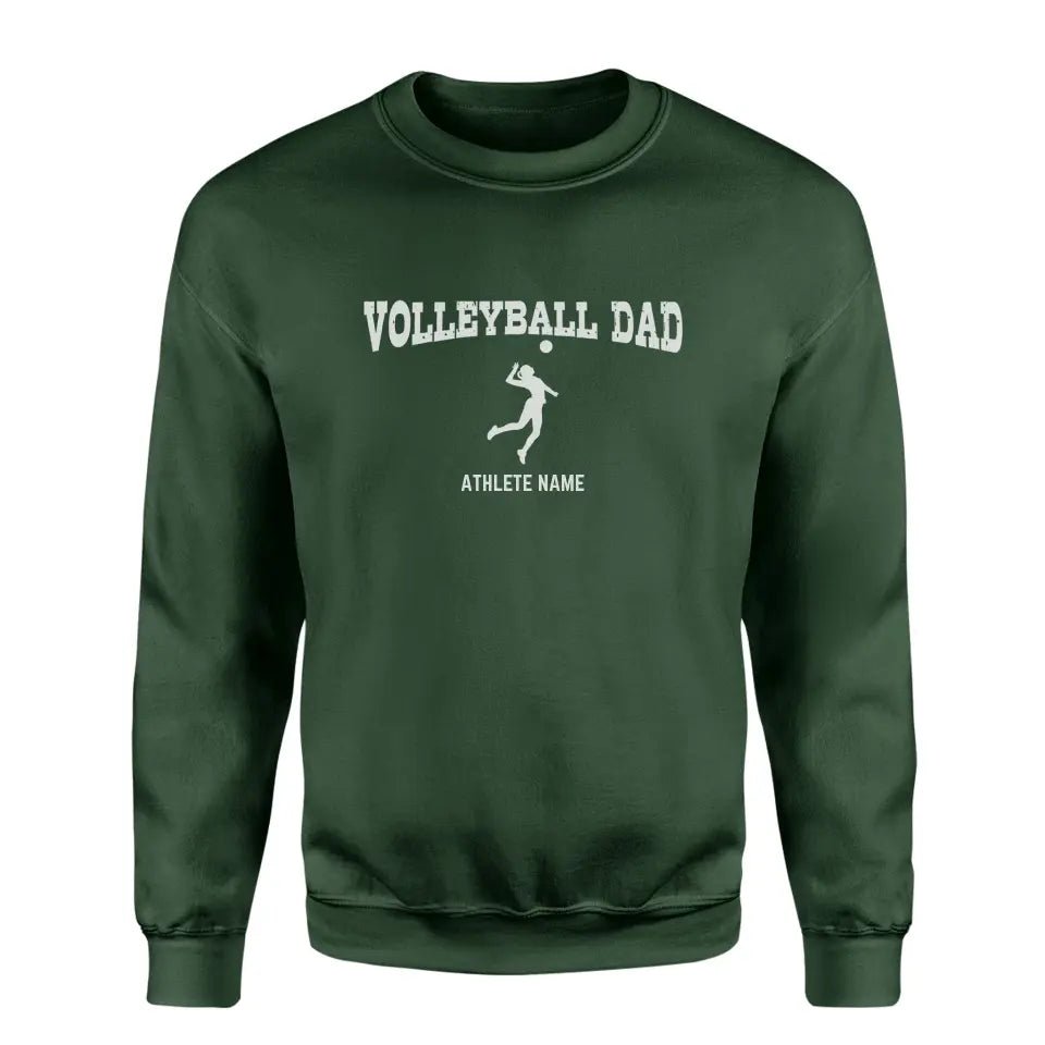 Volleyball Dad with Volleyball Player Icon and Volleyball Player Name on a Sweatshirt with a White Graphic