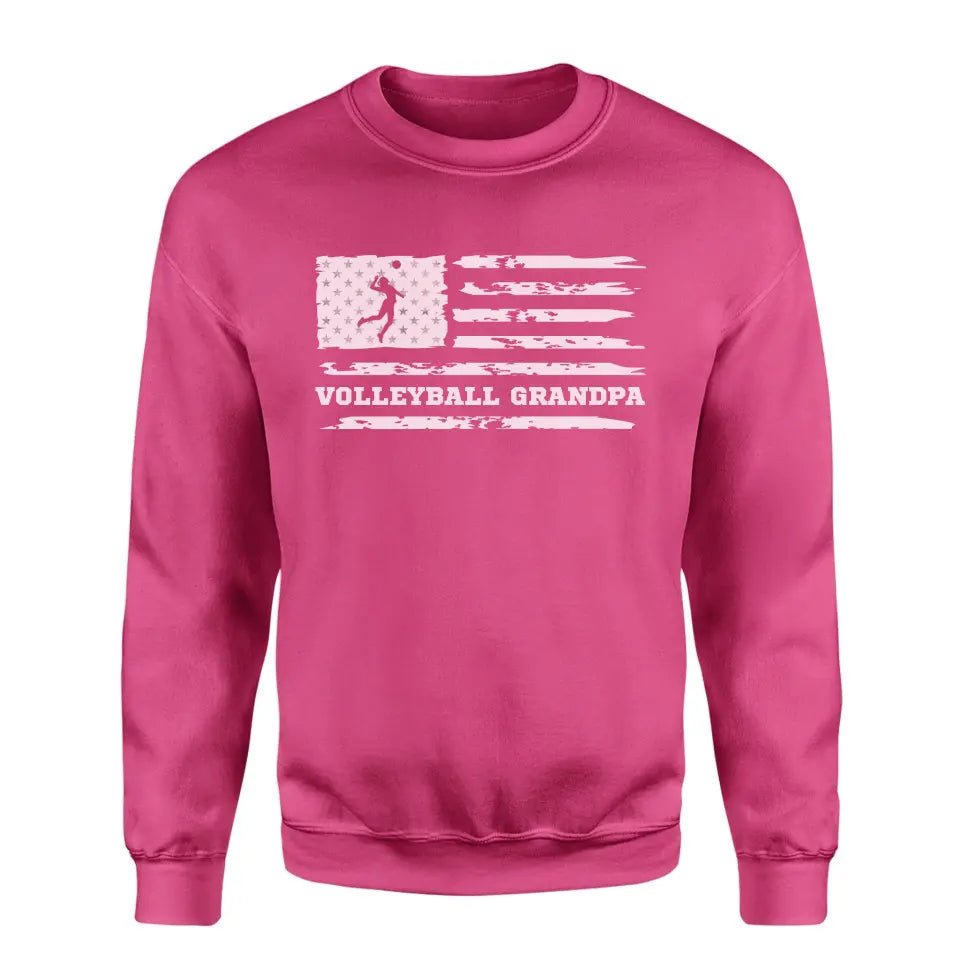 Volleyball Grandpa Horizontal Flag on a Sweatshirt with a White Graphic