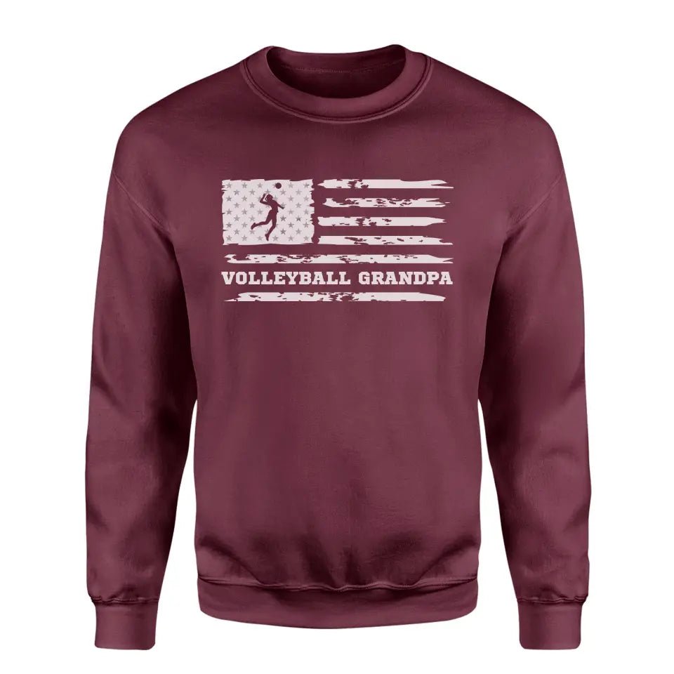 Volleyball Grandpa Horizontal Flag on a Sweatshirt with a White Graphic