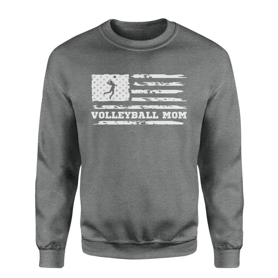 Volleyball Mom Horizontal Flag on a Sweatshirt with a White Graphic