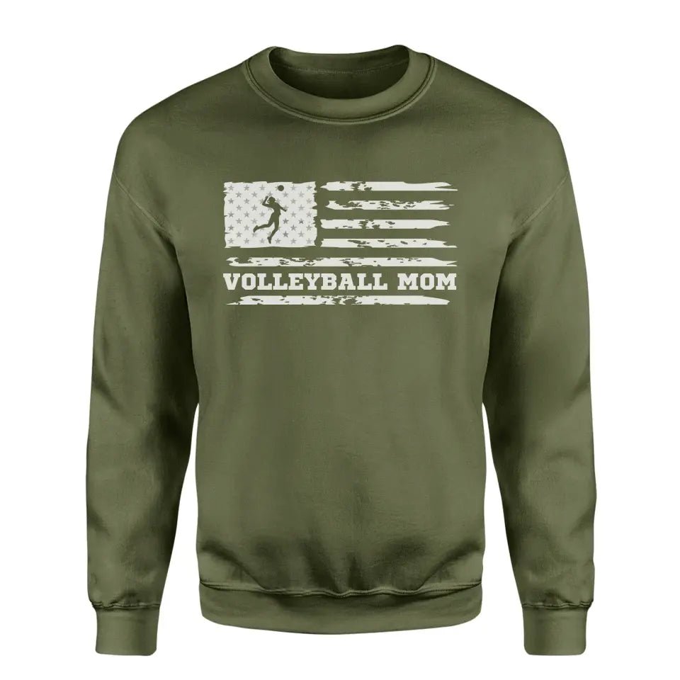 Volleyball Mom Horizontal Flag on a Sweatshirt with a White Graphic