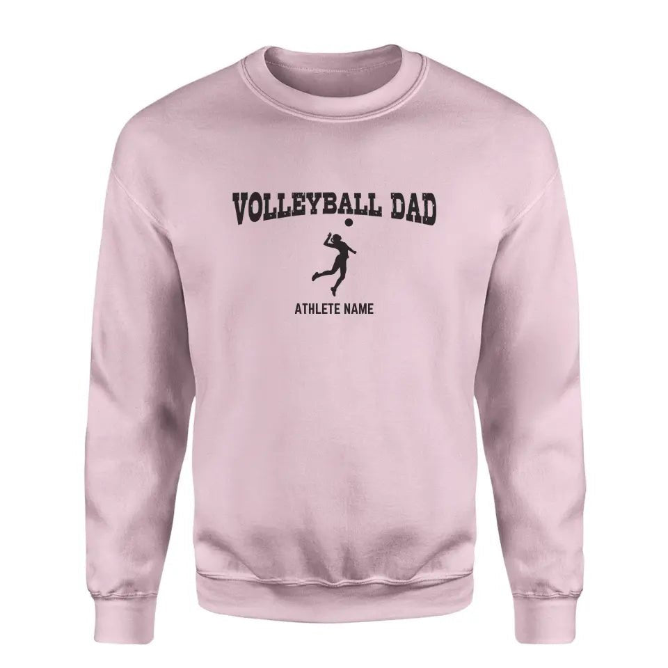 Volleyball Dad with Volleyball Player Icon and Volleyball Player Name on a Sweatshirt with a Black Graphic