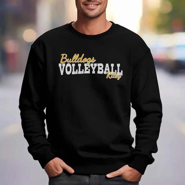 Custom Volleyball Mascot and Volleyball Player Name on a Sweatshirt with a White Graphic